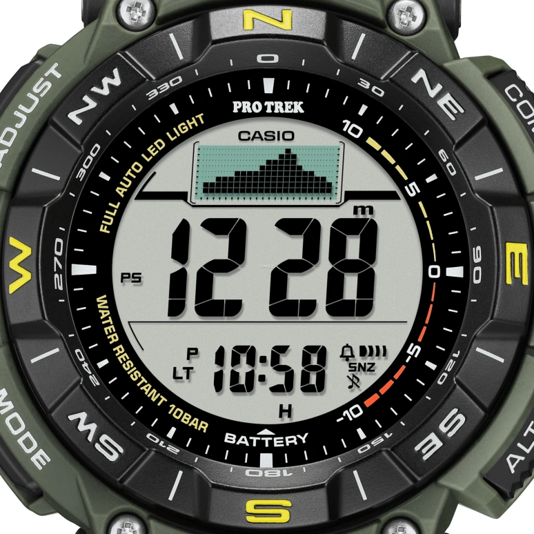 Casio,PROTREK 54.70x51.70mm,54.70x51.70mm,Bio-sourced,Grey,Quartz,Countdown,Chronograph,Month,Date,Hardlex,Glass,Round,PRG340,PRG340-3