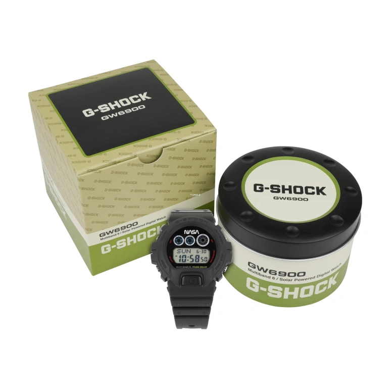 卡西欧,G-SHOCK 50毫米,50毫米,合成树脂,黑色,石英,倒计时,计时,星期历,日历,矿物水晶,圆形,GW6900NASA241