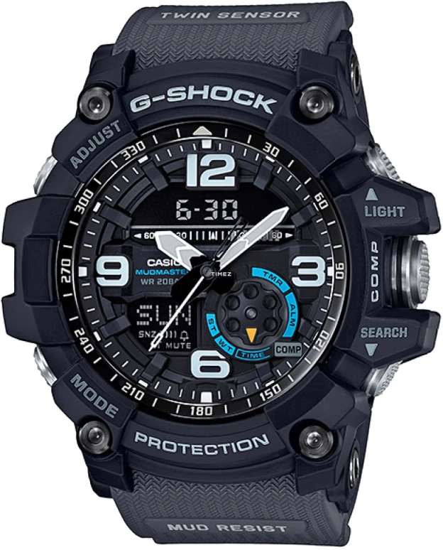 Casio,MASTER OF G - LAND 56.20x55.30mm,56.20x55.30mm,Resin,Stainless Steel,Black,Quartz,Countdown,Chronograph,Month,Date,Hardlex,Round,GG1000,GG1000-1A8