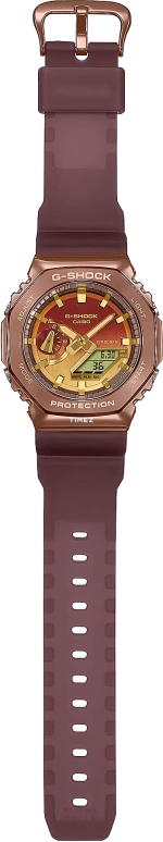 卡西欧,G-SHOCK 49.30x44.40毫米,49.30x44.40毫米,合成树脂,精钢,渐变色,黄金色,棕色,石英,倒计时,计时,月历,星期历,矿物水晶,圆形,GM2100CL,GM2100CL-5A