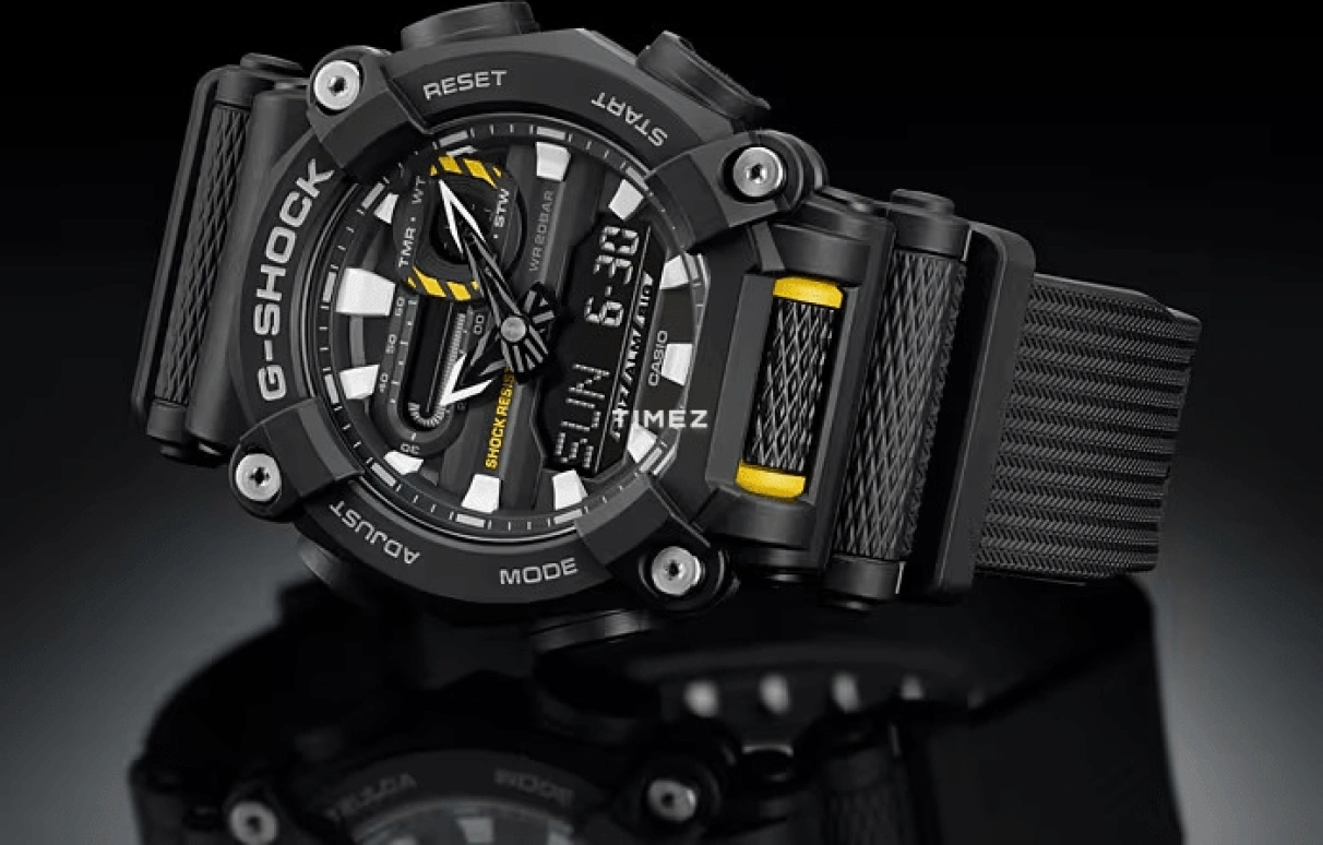 卡西欧,G-SHOCK 52.80x49.50毫米,52.80x49.50毫米,合成树脂,黑色,石英,倒计时,计时,月历,星期历,矿物水晶,圆形,GA900,GA900-1A