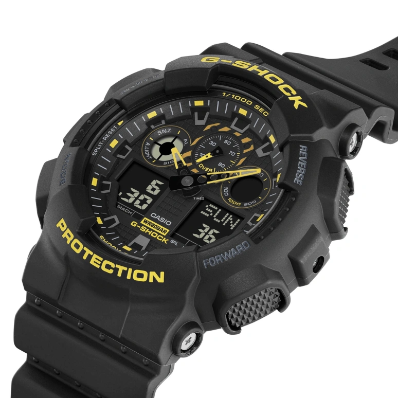 卡西欧,G-SHOCK 55x51.20毫米,55x51.20毫米,合成树脂,黑色,石英,倒计时,计时,月历,星期历,矿物水晶,圆形,GA100CY,GA100CY-1A