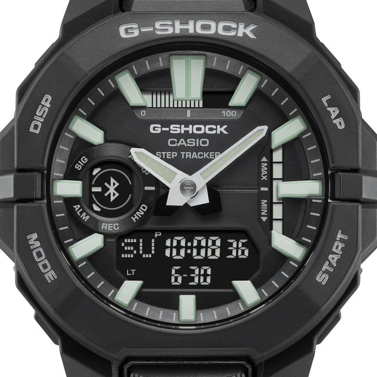 卡西欧,G-SHOCK 48.50x43.90毫米,48.50x43.90毫米,碳纤维,生物基,合成树脂,黑色,石英,倒计时,计时,月历,星期历,矿物水晶,圆形,GBA950,GBA950-1A