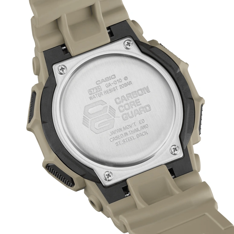 卡西欧,G-SHOCK 51.90毫米,51.90毫米,生物基,碳纤维,合成树脂,黑色,石英,倒计时,计时,月历,星期历,矿物水晶,圆形,GA010,GA010-5A