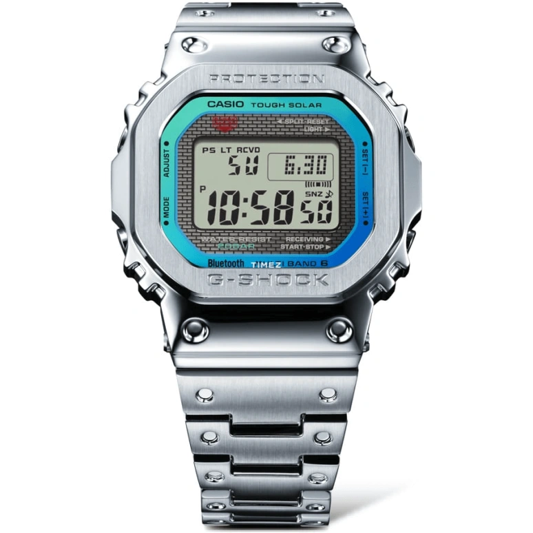 卡西欧,G-SHOCK 49.30x43.20毫米,49.30x43.20毫米,不锈钢,银色,石英,倒计时,计时,月历,星期历,玻璃,方形,GMW,GMW-B5000PC-1