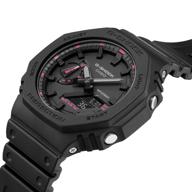卡西欧,G-SHOCK 48.50x45.40毫米,48.50x45.40毫米,合成树脂,碳纤维,黑色,石英,倒计时,计时,月历,星期历,矿物水晶,圆形,GA2100P,GA2100P-1A