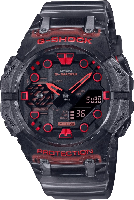 卡西欧,G-SHOCK 42.50x46毫米,42.50x46毫米,合成树脂,碳纤维,黑色,石英,倒计时,计时,月历,星期历,矿物水晶,圆形,GAB001G,GAB001G-1A