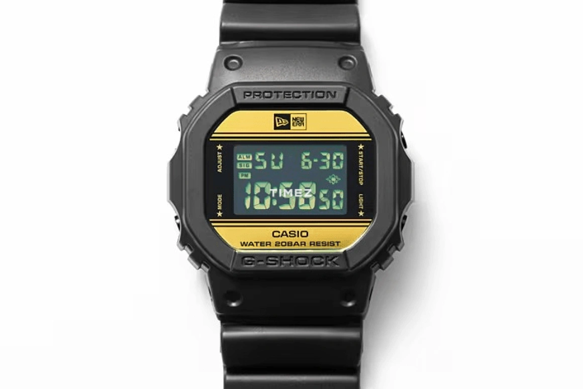卡西欧,G-SHOCK 48.90x42.80毫米,48.90x42.80毫米,合成树脂,黑色,黄金色,石英,倒计时,计时,月历,星期历,矿物水晶,方形,DW5600NE,DW5600NE-1