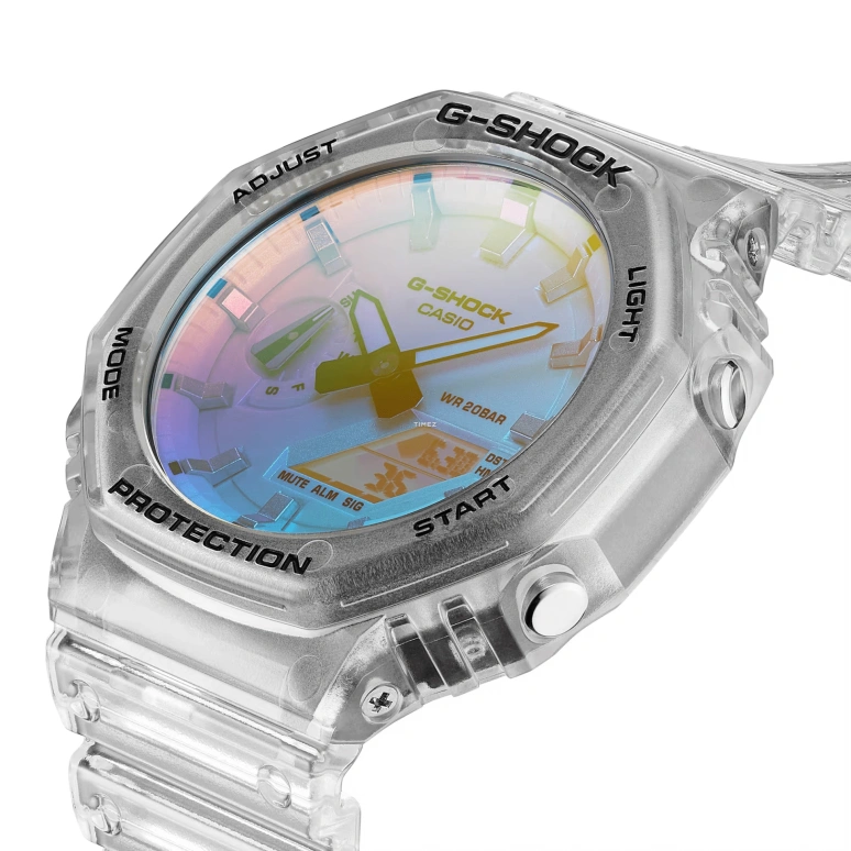 卡西欧,G-SHOCK 48.50x45.40毫米,48.50x45.40毫米,合成树脂,碳纤维,渐变色,蓝色,石英,倒计时,计时,月历,星期历,矿物水晶,八角形,GA2100SRS,GA2100SRS-7A
