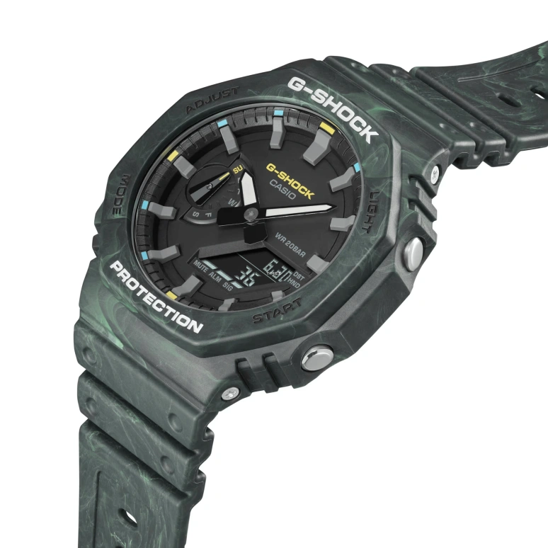卡西欧,G-SHOCK 48.50x45.40毫米,48.50x45.40毫米,合成树脂,碳纤维,黑色,石英,倒计时,计时,月历,星期历,矿物水晶,圆形,GA2100FR,GA2100FR-3A