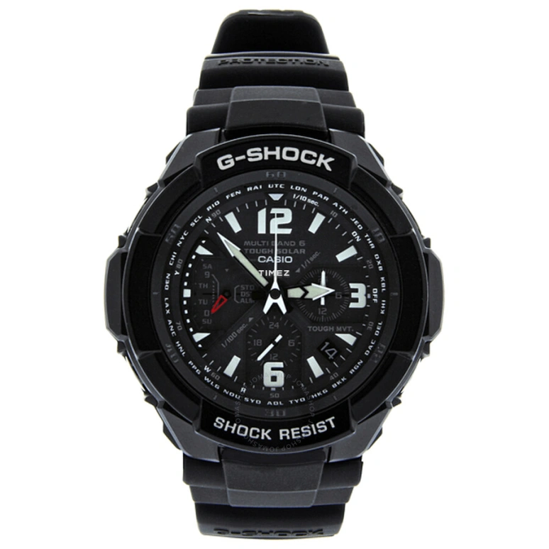 卡西欧,G-SHOCK 64.20x46.60毫米,64.20x46.60毫米,不锈钢,合成树脂,黑色,石英,星期历,日历,世界时,闹铃,矿物水晶,玻璃,酒桶形,GW,GW-3000BB-1A