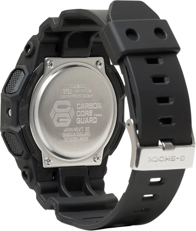 卡西欧,G-SHOCK 51.90毫米,51.90毫米,生物基,碳纤维,合成树脂,黑色,石英,倒计时,计时,月历,星期历,矿物水晶,圆形,GA010,GA010-1A