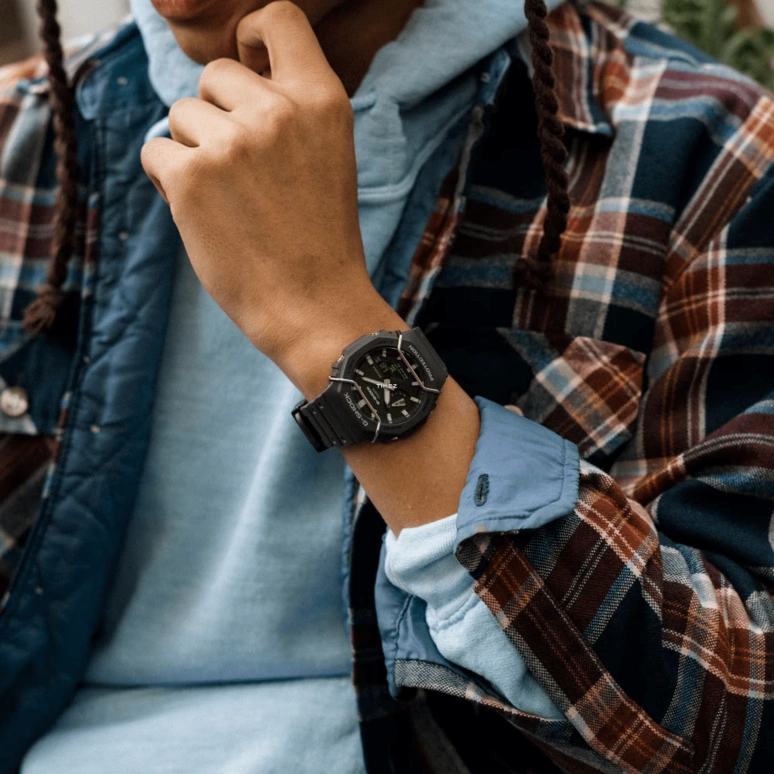 卡西欧,G-SHOCK 48.50x45.40毫米,48.50x45.40毫米,碳纤维,合成树脂,黑色,石英,倒计时,计时,月历,星期历,矿物水晶,八角形,GA2100PTS,GA2100PTS-8A