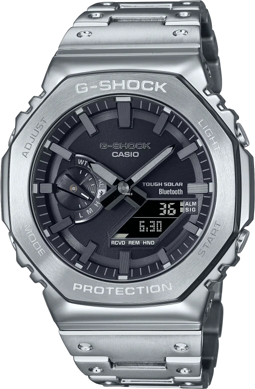 卡西欧,G-SHOCK 44.40毫米,44.40毫米,不锈钢,黑色,石英,倒计时,计时,月历,星期历,矿物水晶,八角形,GMB2100D,GMB2100D-1A