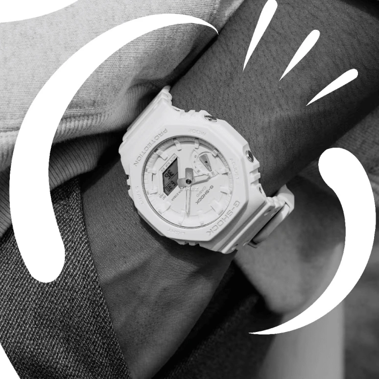 卡西欧,G-SHOCK 48.50x45.40毫米,48.50x45.40毫米,碳纤维,生物基,合成树脂,白色,石英,倒计时,计时,月历,星期历,矿物水晶,八角形,GA2100,GA2100-7A7