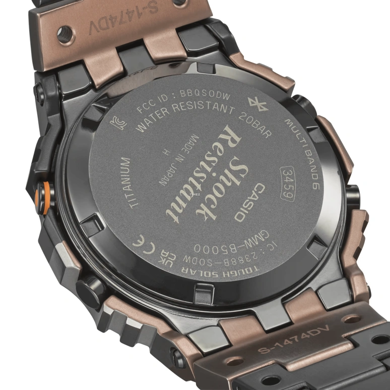 卡西欧,G-SHOCK 49.30x43.20毫米,49.30x43.20毫米,钛,黑色,石英,倒计时,计时,月历,星期历,矿物水晶,方形,GMWB5000TVB1
