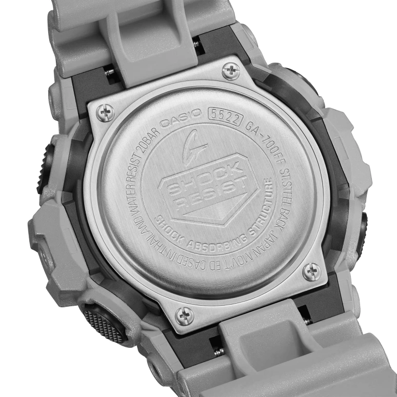 卡西欧,G-SHOCK 57.50x53.40毫米,57.50x53.40毫米,合成树脂,银色,石英,倒计时,计时,月历,星期历,矿物水晶,圆形,GA700FF,GA700FF-8A