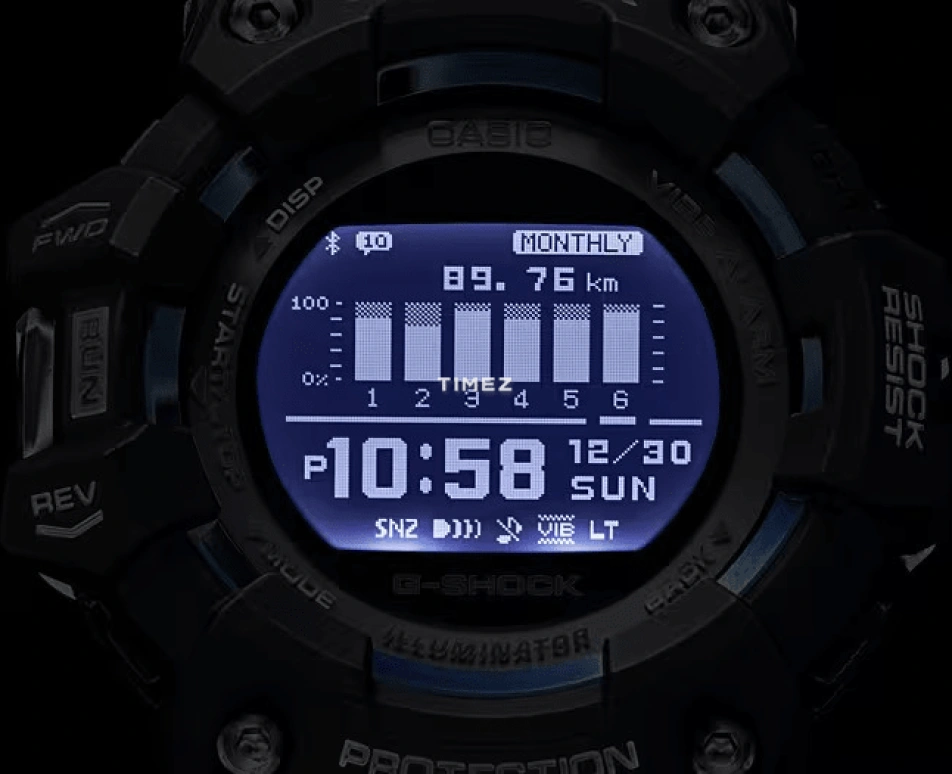 卡西欧,G-SHOCK 58.20x49.30毫米,58.20x49.30毫米,合成树脂,铝合金,黑色,石英,倒计时,计时,月历,星期历,矿物水晶,圆形,GBD100,GBD100-1A7