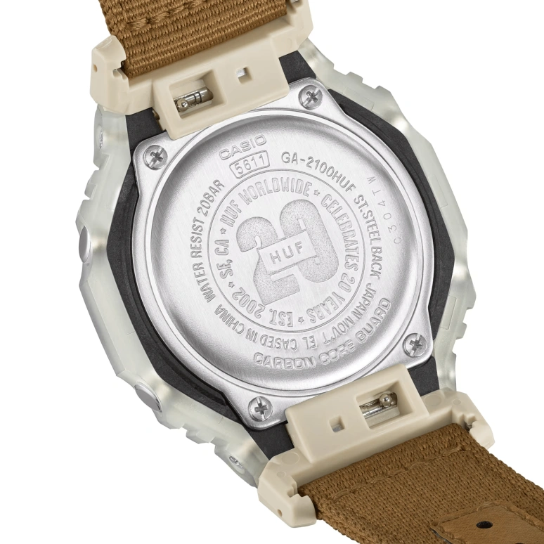 卡西欧,G-SHOCK 48.50x45.40毫米,48.50x45.40毫米,合成树脂,碳纤维,米色,绿色,石英,倒计时,计时,月历,星期历,矿物水晶,八角形,GA2100HUF,GA2100HUF-5A