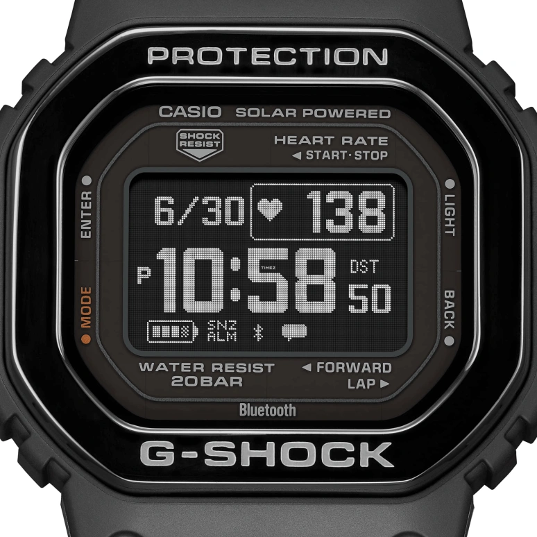 卡西欧,G-SHOCK 51.10x44.50毫米,51.10x44.50毫米,不锈钢,黑色,石英,倒计时,计时,万年历,月历,方形,DW,DW-H5600MB-1