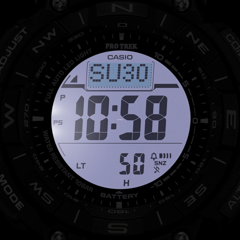 卡西欧,PROTREK 54.70x51.70毫米,54.70x51.70毫米,生物基,合成树脂,灰色,石英,倒计时,计时,月历,星期历,矿物水晶,玻璃,圆形,PRG340SC,PRG340SC-2