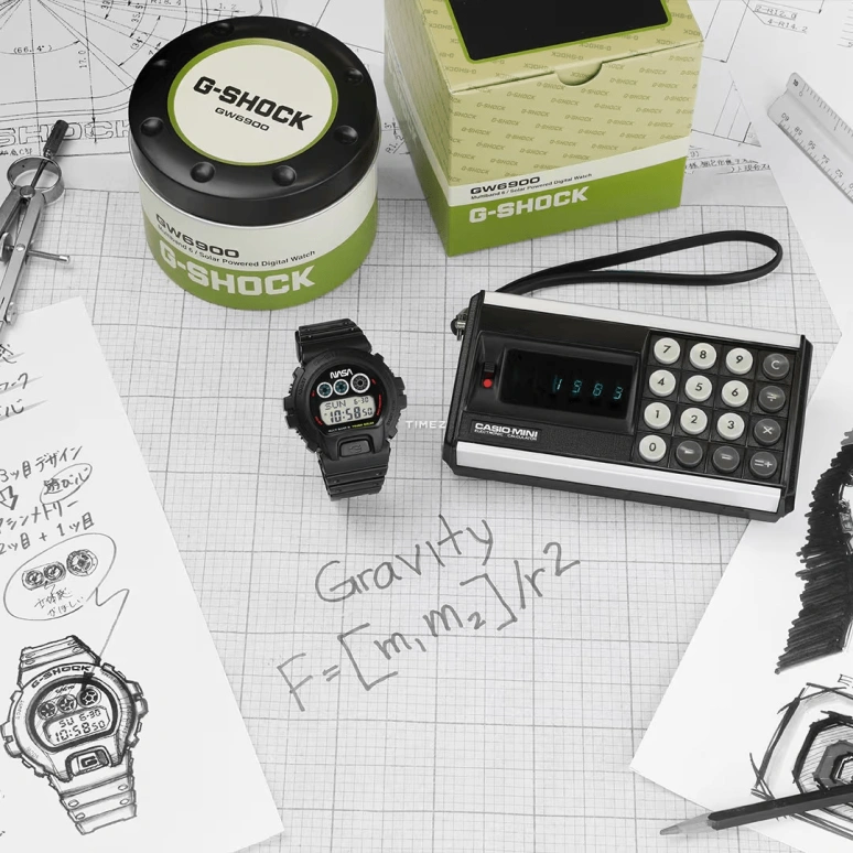 卡西欧,G-SHOCK 50毫米,50毫米,合成树脂,黑色,石英,倒计时,计时,星期历,日历,矿物水晶,圆形,GW6900NASA241