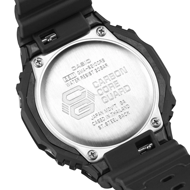 卡西欧,G-SHOCK 46.20x42.90毫米,46.20x42.90毫米,合成树脂,碳纤维,酒红色,石英,倒计时,计时,月历,星期历,矿物水晶,圆形,GMAS2100RB1A