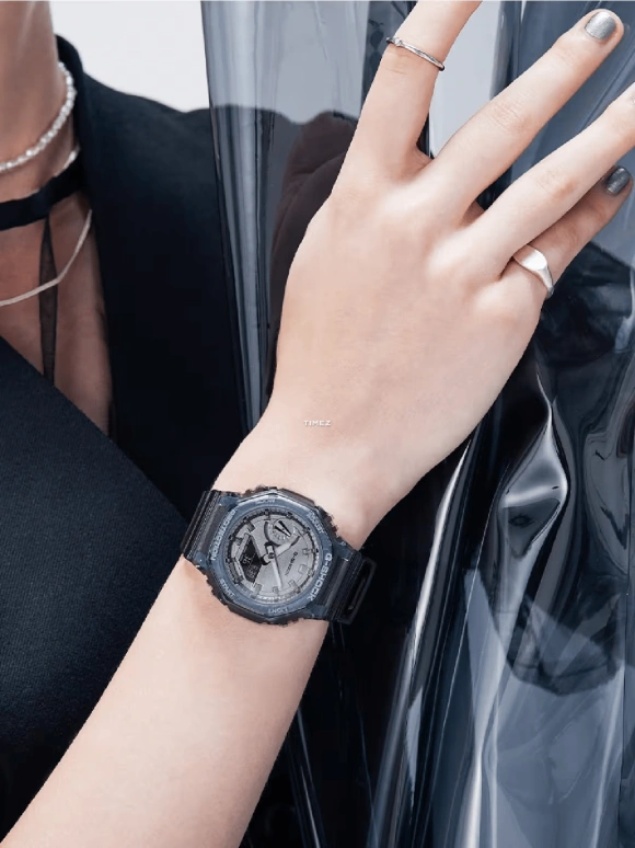 卡西欧,G-SHOCK 46.20x42.90毫米,46.20x42.90毫米,合成树脂,碳纤维,灰色,石英,倒计时,计时,月历,星期历,矿物水晶,圆形,GMAS2100SK1A