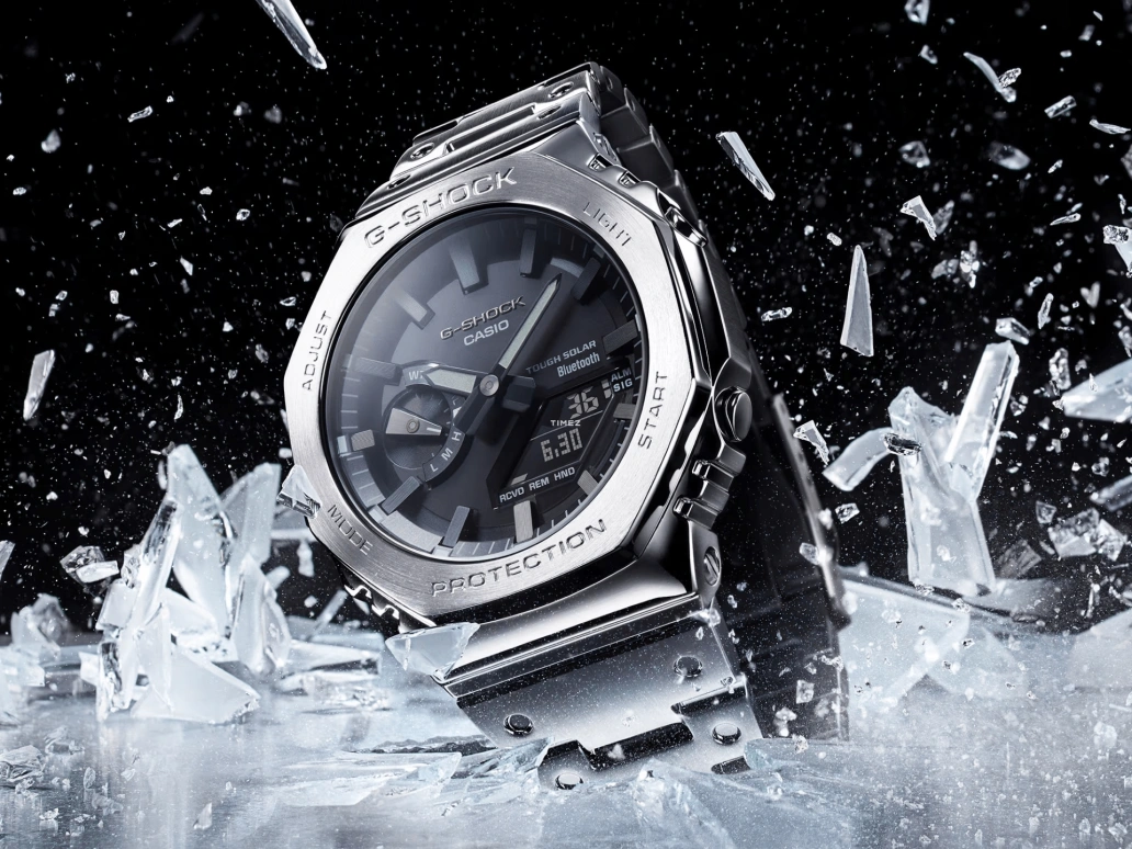 卡西欧,G-SHOCK 44.40毫米,44.40毫米,不锈钢,黑色,石英,倒计时,计时,月历,星期历,矿物水晶,八角形,GMB2100D,GMB2100D-1A