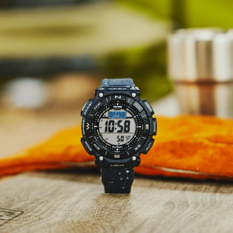 卡西欧,PROTREK 54.70x51.70毫米,54.70x51.70毫米,生物基,合成树脂,灰色,石英,倒计时,计时,月历,星期历,矿物水晶,玻璃,圆形,PRG340SC,PRG340SC-2