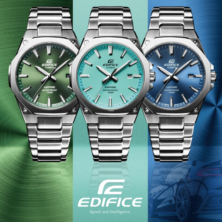 卡西欧,EDIFICE 44.80x39.90毫米,44.80x39.90毫米,不锈钢,蓝色,石英,日历,蓝宝石,水晶玻璃,EFRS108D,EFRS108D-2AV