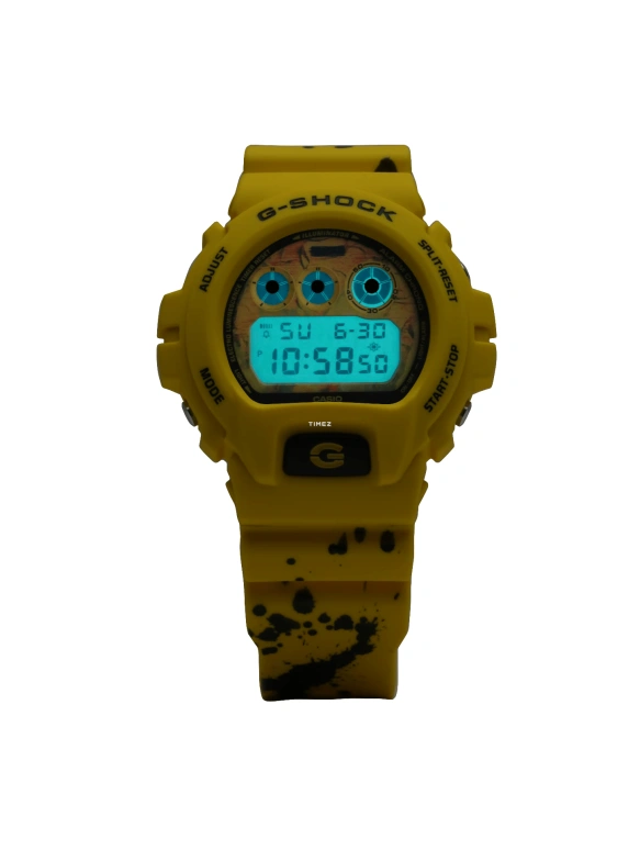 卡西欧,G-SHOCK 50毫米,50毫米,合成树脂,黄色,石英,倒计时,计时,月历,星期历,矿物水晶,圆形,DW6900ESC239