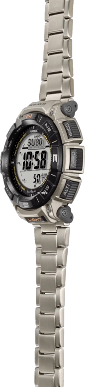 Casio,PROTREK 54.70x51.70mm,54.70x51.70mm,Bio-sourced,Black,Grey,Quartz,Countdown,Chronograph,Month,Date,Mineral,Glass,Round,PRG340T,PRG340T-7
