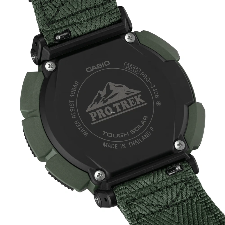 卡西欧,PROTREK 54.70x51.70毫米,54.70x51.70毫米,合成树脂,生物基,黑色,灰色,石英,倒计时,计时,月历,星期历,矿物水晶,圆形,PRG340B,PRG340B-3