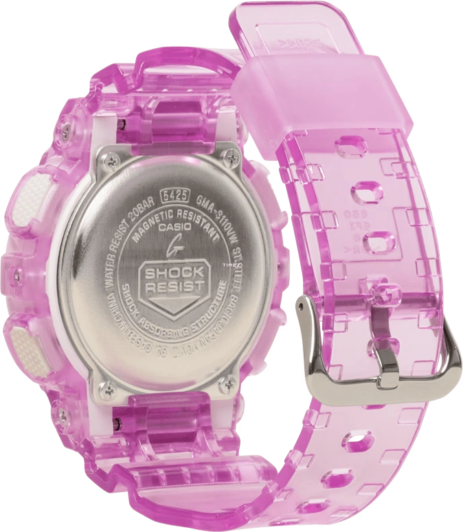 卡西欧,G-SHOCK 49x45.90毫米,49x45.90毫米,合成树脂,粉红色,灰色,石英,倒计时,计时,月历,星期历,矿物水晶,圆形,GMAS110VW,GMAS110VW-4A