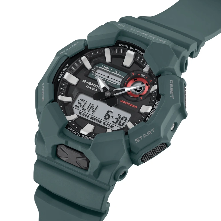 卡西欧,G-SHOCK 51.90毫米,51.90毫米,生物基,碳纤维,合成树脂,黑色,石英,倒计时,计时,月历,星期历,矿物水晶,圆形,GA010,GA010-2A