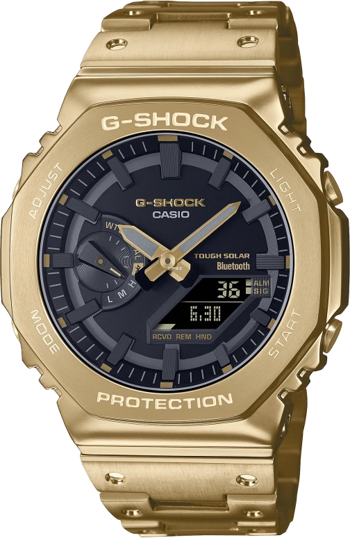 卡西欧,G-SHOCK 44.40毫米,44.40毫米,不锈钢,黑色,石英,倒计时,计时,月历,星期历,矿物水晶,八角形,GMB2100GD,GMB2100GD-9A