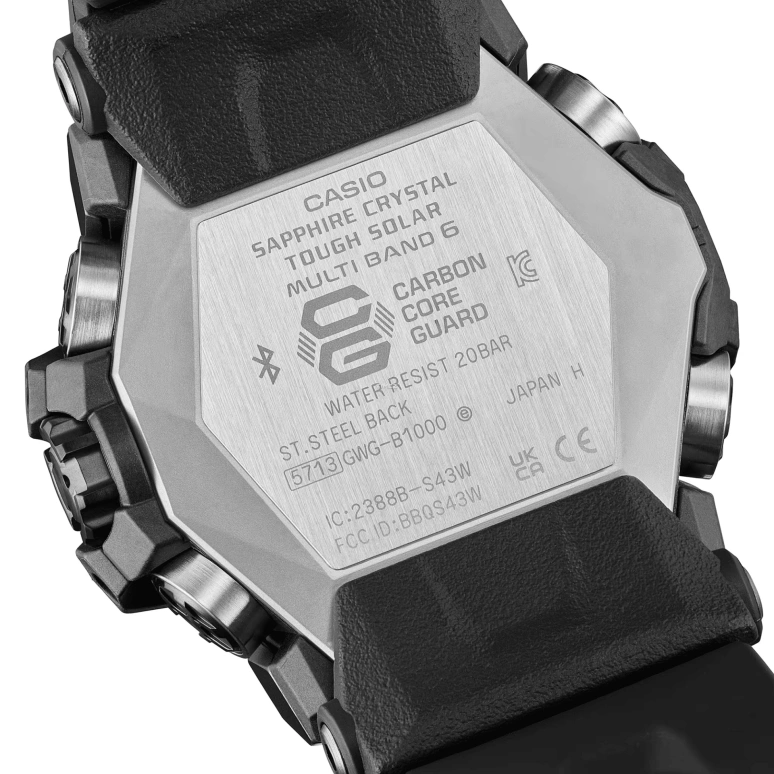 卡西欧,MASTER OF G - LAND 58.70x52.10毫米,58.70x52.10毫米,生物基,黑色,石英,倒计时,计时,月历,星期历,蓝宝石,水晶玻璃,圆形,GWGB1000,GWGB1000-1A