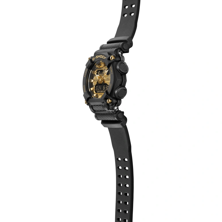 卡西欧,G-SHOCK 52.80x49.50毫米,52.80x49.50毫米,合成树脂,黄金色,石英,倒计时,计时,月历,星期历,矿物水晶,圆形,GA900AG,GA900AG-1A
