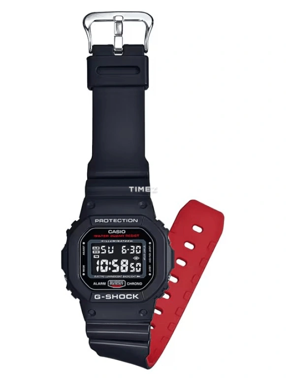 卡西欧,G-SHOCK 48.90x42.80毫米,48.90x42.80毫米,合成树脂,黑色,石英,倒计时,计时,月历,星期历,矿物水晶,方形,DW5600HR,DW5600HR-1