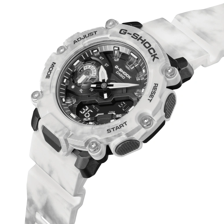卡西欧,G-SHOCK 47.10毫米,47.10毫米,合成树脂,白色,石英,倒计时,计时,月历,星期历,矿物水晶,圆形,GA2200GC,GA2200GC-7A
