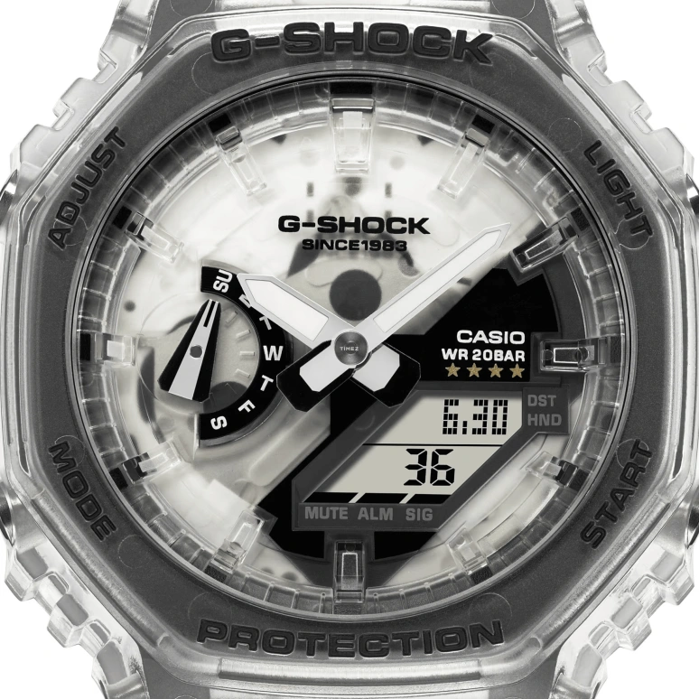 卡西欧,G-SHOCK 48.50x45.40毫米,48.50x45.40毫米,合成树脂,碳化钛金属陶瓷,白色,石英,倒计时,计时,月历,星期历,矿物水晶,圆形,GA2140RX,GA2140RX-7A