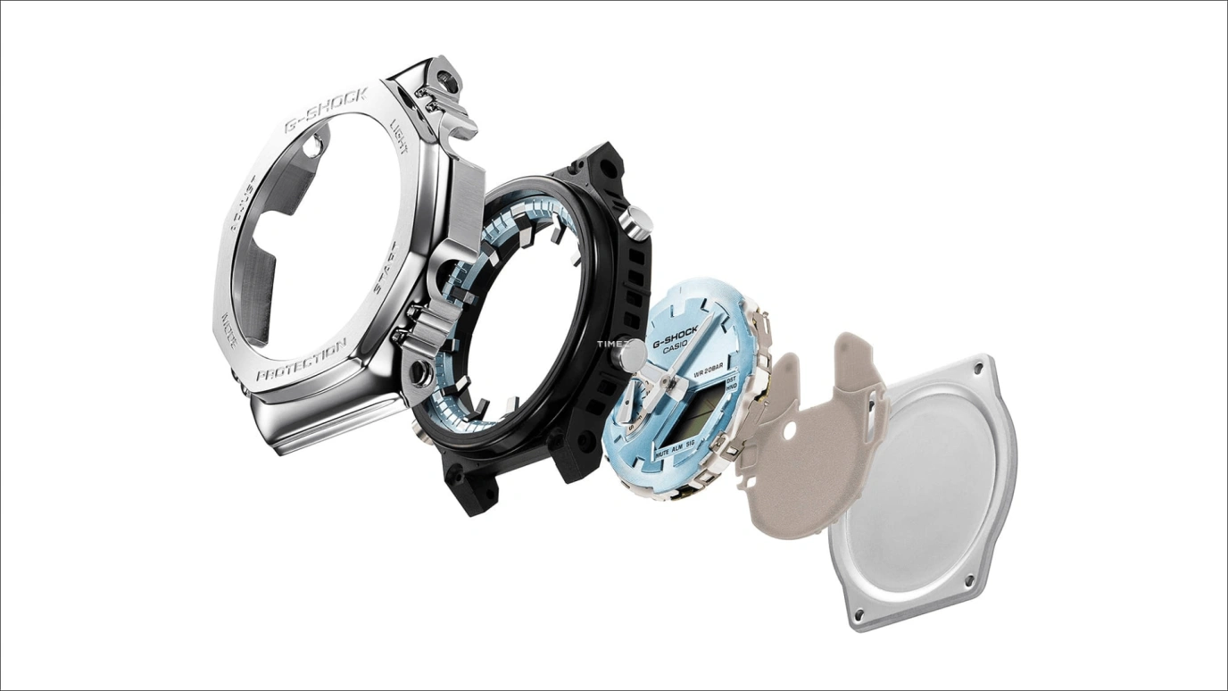 卡西欧,G-SHOCK 44.40毫米,44.40毫米,不锈钢,银色,石英,倒计时,计时,月历,星期历,矿物水晶,八角形,GM2110D,GM2110D-7A