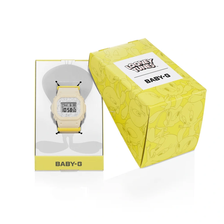 卡西欧,BGD-565 42.10x37.90毫米,42.10x37.90毫米,合成树脂,白色,灰色,石英,倒计时,计时,月历,星期历,矿物水晶,方形,BGD565TW,BGD565TW-5