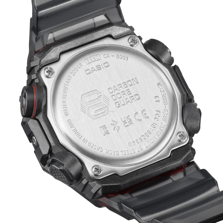 卡西欧,G-SHOCK 42.50x46毫米,42.50x46毫米,合成树脂,碳纤维,黑色,石英,倒计时,计时,月历,星期历,矿物水晶,圆形,GAB001G,GAB001G-1A