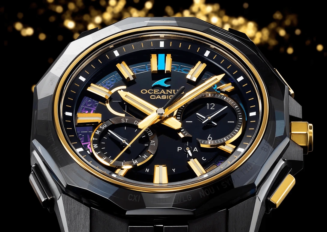 卡西欧,OCEANUS 47.50x42.80毫米,47.50x42.80毫米,钛,黑色,石英,计时,星期历,日历,世界时,蓝宝石,水晶玻璃,圆形,OCWSG1000ZE1A