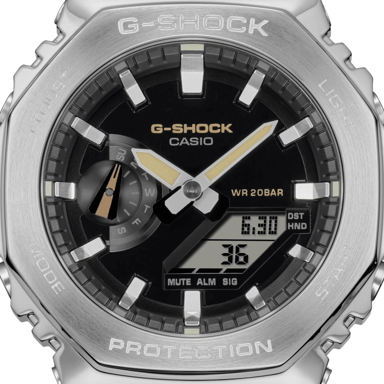 卡西欧,G-SHOCK 44.40毫米,44.40毫米,合成树脂,黑色,石英,倒计时,计时,月历,星期历,矿物水晶,八角形,GM2100C,GM2100C-5A