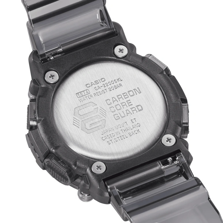 卡西欧,G-SHOCK 50.80x47.10毫米,50.80x47.10毫米,合成树脂,黑色,石英,倒计时,计时,月历,星期历,矿物水晶,圆形,GA2200SKL,GA2200SKL-8A