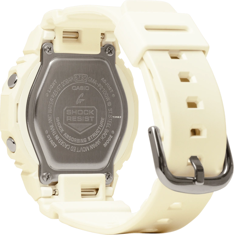 卡西欧,G-SHOCK 46x40.20毫米,46x40.20毫米,合成树脂,奶油白,石英,倒计时,计时,月历,星期历,矿物水晶,八角形,GMAP2100W,GMAP2100W-7A