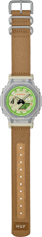 卡西欧,G-SHOCK 48.50x45.40毫米,48.50x45.40毫米,合成树脂,碳纤维,米色,绿色,石英,倒计时,计时,月历,星期历,矿物水晶,八角形,GA2100HUF,GA2100HUF-5A